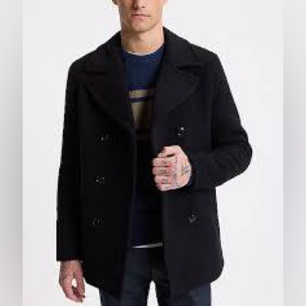 Malia cashmere/ wool size 14 Elegant Black Men's Peacoat